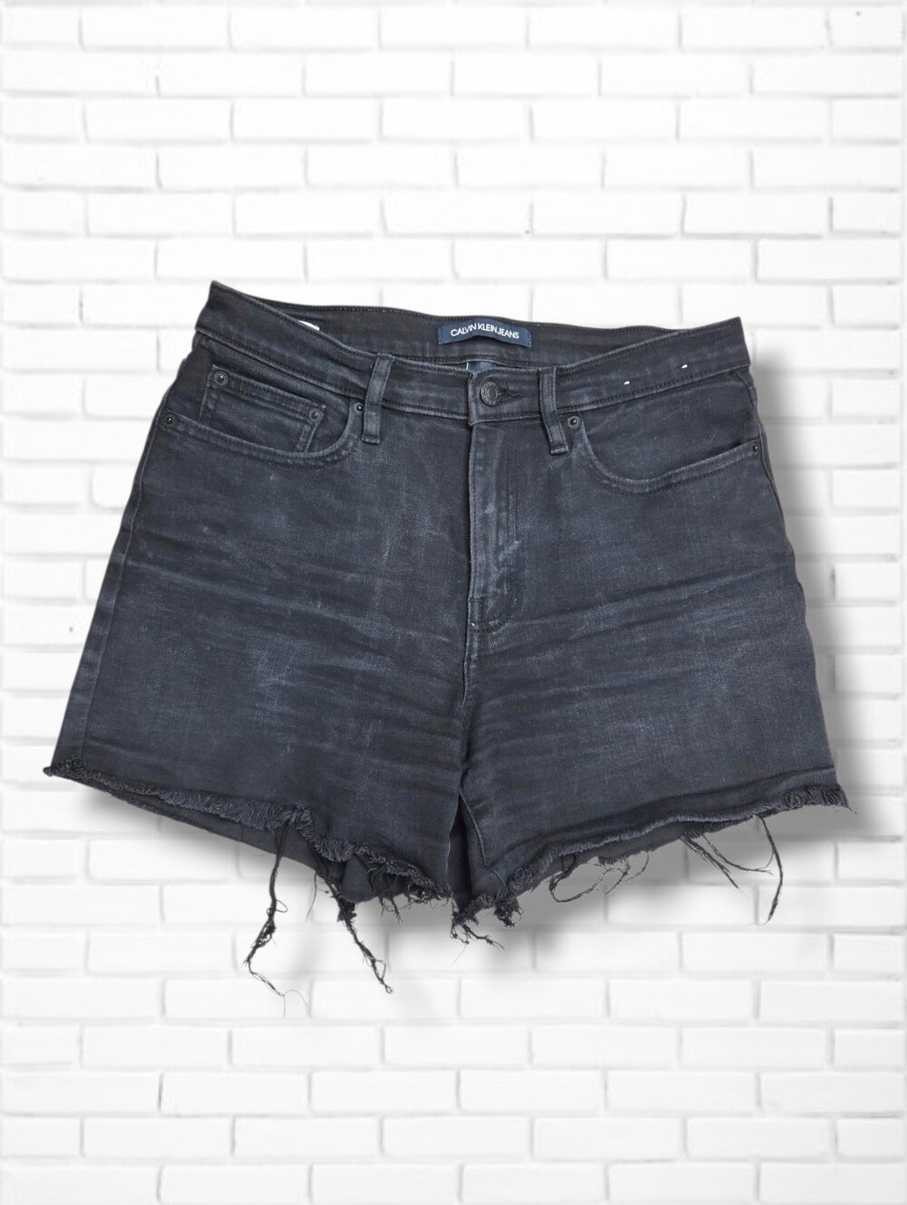 Calvin Klein Jeans High Rise Black Raw Hem Denim Shorts Size 6/28
